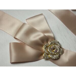 Blush Vanilla Gold Detachable Brooch Bridal  Wedding Formal Prom MOB Belt Shash